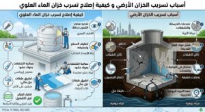 أسباب تسريب الخزان الأرضي وكيفية إصلاح تسرب خزان الماء العلوي