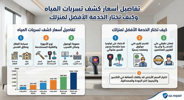 تفاصيل أسعار كشف تسربات المياه وكيف تختار الخدمة الأفضل لمنزلك 2 أسعار كشف تسربات المياه
