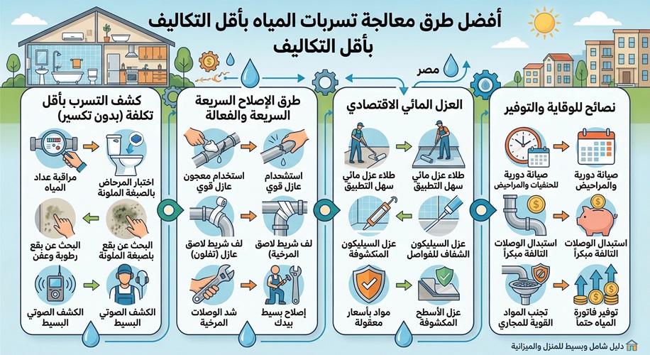 أفضل طرق معالجة تسربات المياه بأقل التكاليف 4 أفضل طرق معالجة تسربات المياه بأقل التكاليف
