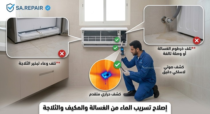 إصلاح تسريب الماء من الغسالة والمكيف والثلاجة 4 إصلاح تسريب الماء من الغسالة والمكيف والثلاجة