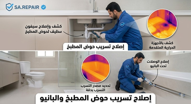 إصلاح تسريب حوض المطبخ والبانيو 4 إصلاح تسريب حوض المطبخ والبانيو