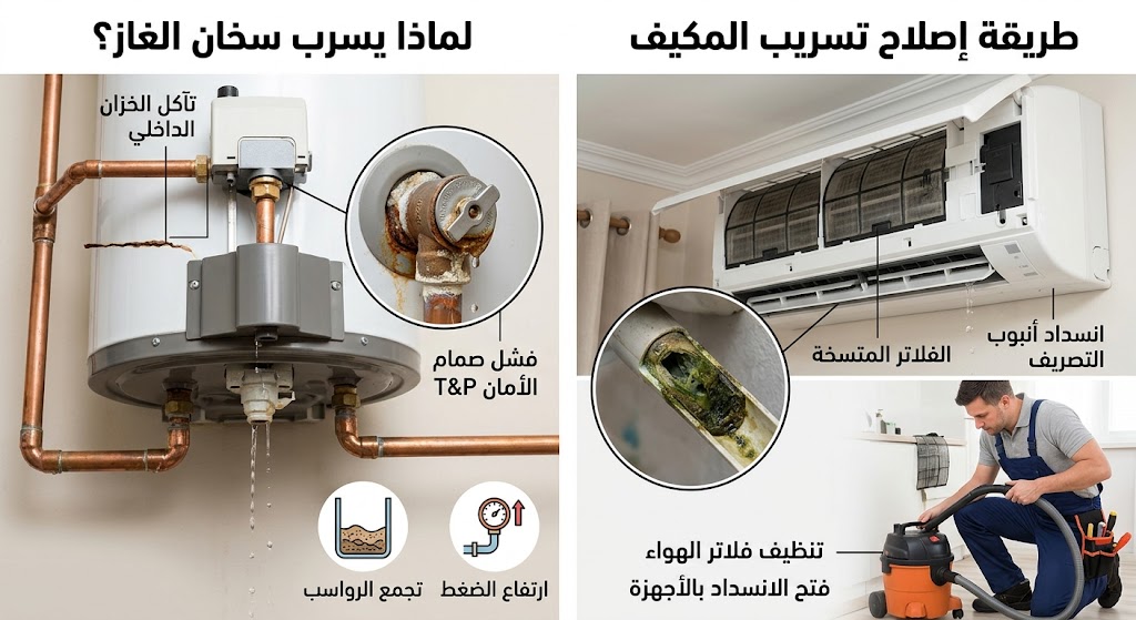 لماذا سخان الغاز يسرب ماء وطريقة اصلاح تسريب الماء من المكيف 2 اريد تصميم اكثر واقعية واحترافية واريد كل عنوان يكون تصميم مختلف بحيث لا يكون صورة المقالات متشابها