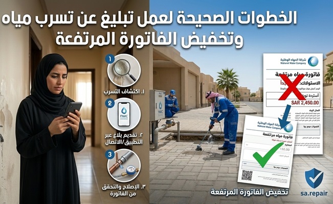 الخطوات الصحيحة لعمل تبليغ عن تسرب مياه وتخفيض الفاتورة المرتفعة