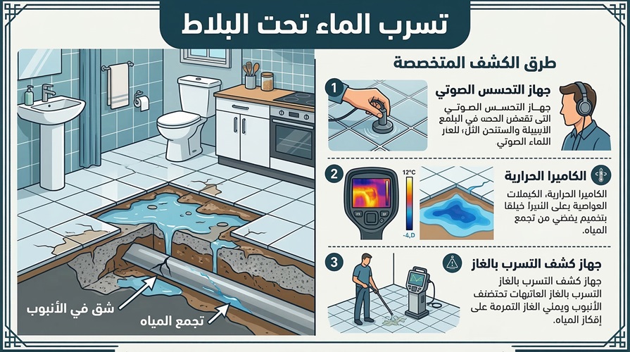 تسرب الماء تحت البلاط