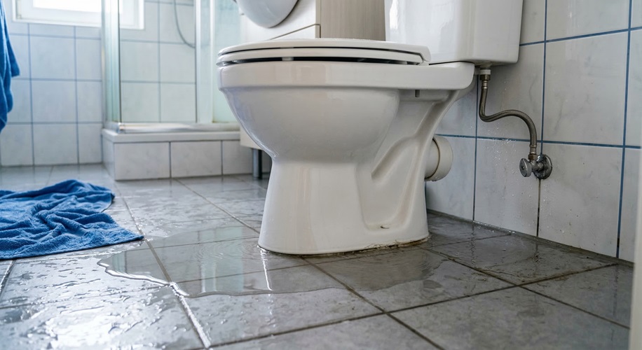 تسرب الماء تحت كرسي الحمام