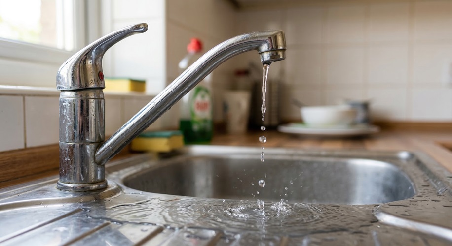 تسرب الماء من الصنبور