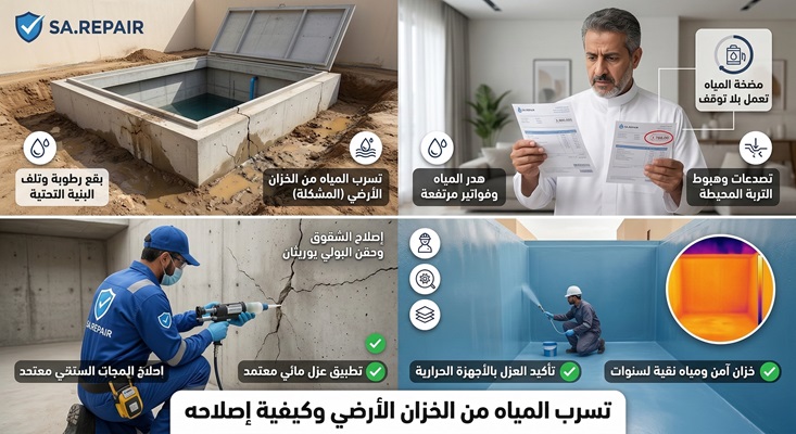 تسرب المياه من الخزان الأرضي وكيفية إصلاحه 3 تسرب المياه من الخزان الأرضي وكيفية إصلاحه