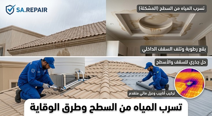 تسرب المياه من السطح وطرق الوقاية