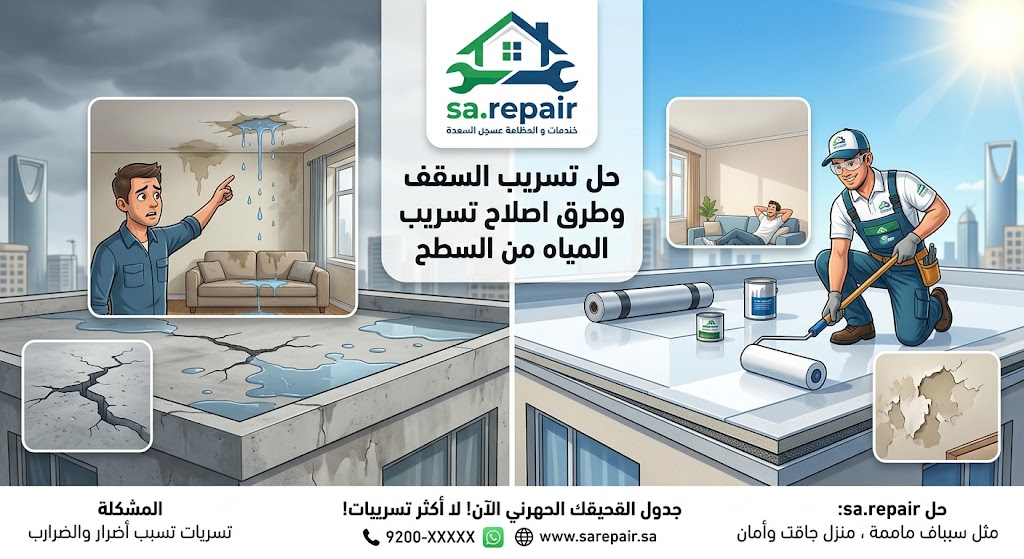 حل تسريب السقف وطرق اصلاح تسريب المياه من السطح