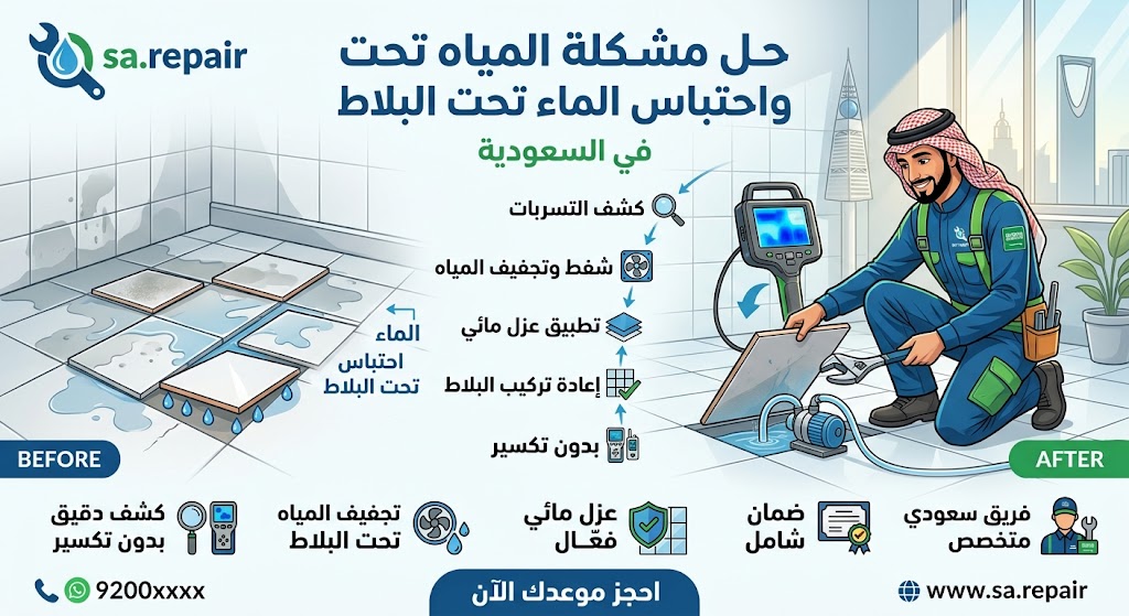 حل مشكلة المياه تحت السيراميك واحتباس الماء تحت البلاط
