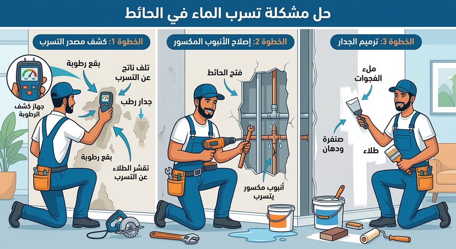 حل مشكلة تسرب الماء في الحائط