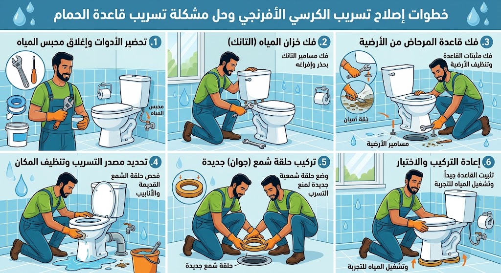 خطوات اصلاح تسريب قاعدة الحمام لحل مشكلة تسريب الكرسي الافرنجي 4 خطوات اصلاح تسريب قاعدة الحمام لحل مشكلة تسريب الكرسي الافرنجي