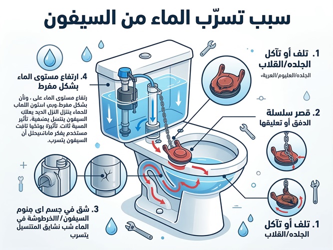 سبب تسرب الماء من السيفون