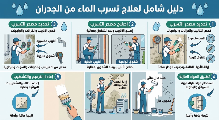 علاج تسرب الماء من الجدران 2