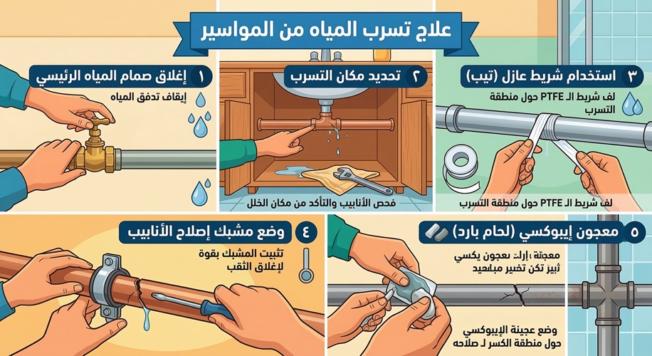 علاج تسرب المياه من المواسير