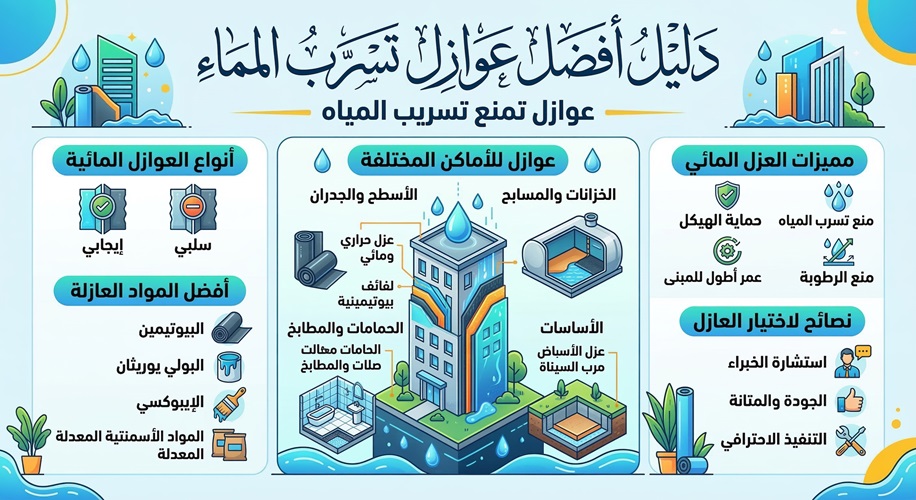 عوازل تسرب الماء افضل عازل لمنع تسريب المياه
