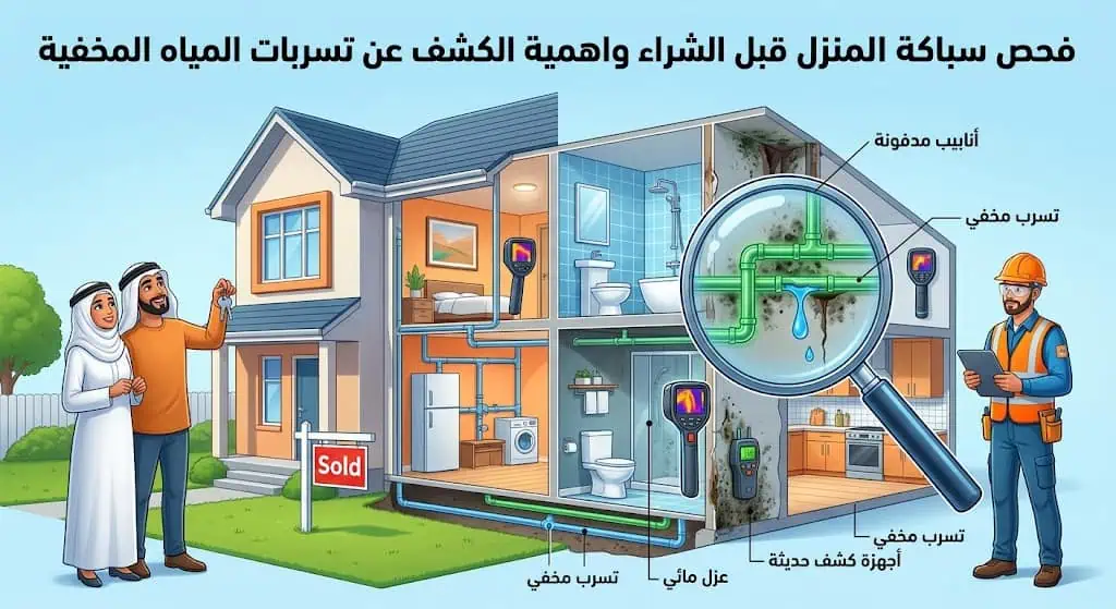 فحص سباكة المنزل قبل الشراء واهمية الكشف عن تسربات المياه المخفية 6 فحص سباكة المنزل قبل الشراء واهمية الكشف عن تسربات المياه المخفية