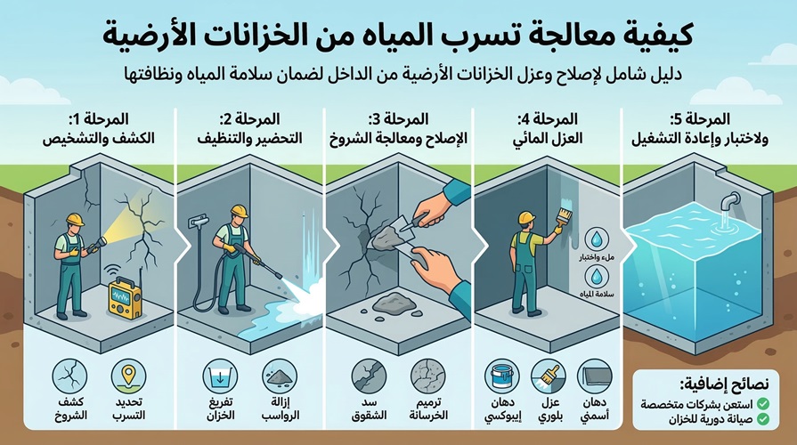 كيفية معالجة تسرب المياه من الخزانات الأرضية
