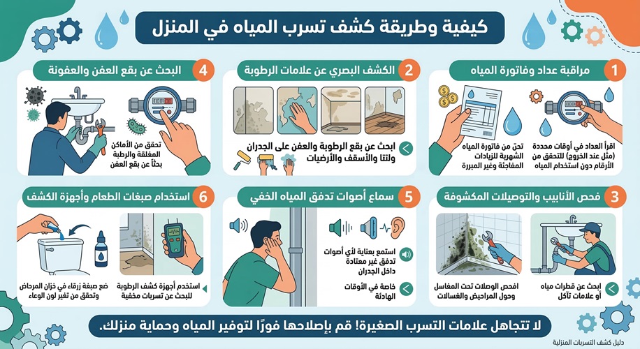 كيفية وطريقة كشف تسرب المياه في المنزل