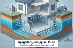 علاج تسرب المياه الجوفية للبدروم وطرق عزل القواعد والسملات 3 لماذا تتسرب المياه الجوفية