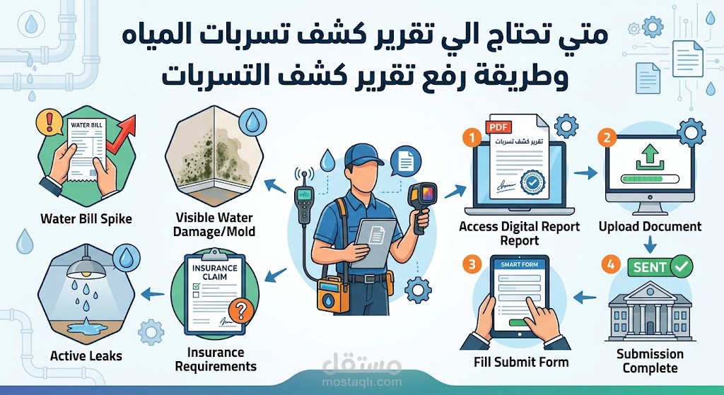 متي تحتاج الي تقرير كشف تسربات المياه وطريقة رفع تقرير كشف التسربات
