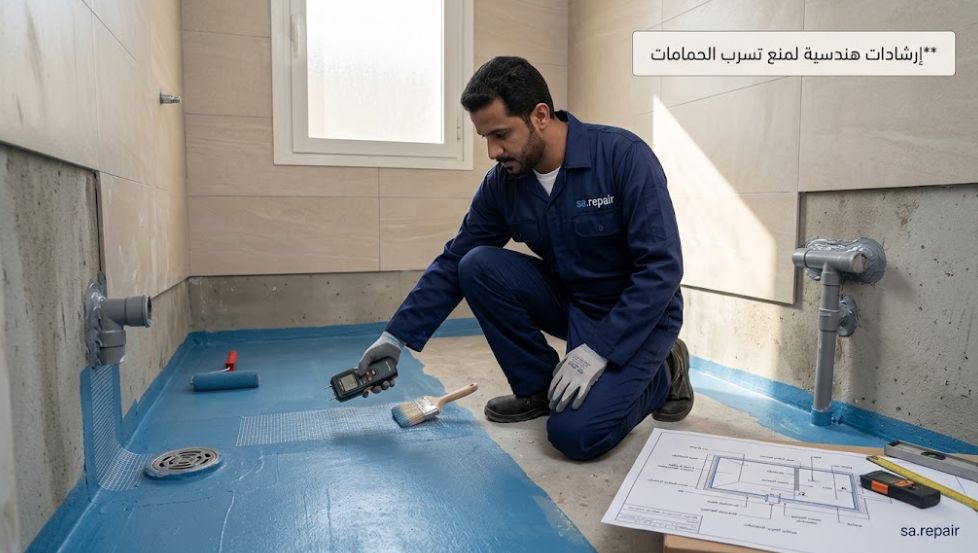 كشف تسربات الحمامات: 4 طرق لعلاج تسرب سقف الحمام 8 إرشادات هندسية لمنع تسرب الماء من الحمام مستقبلاً